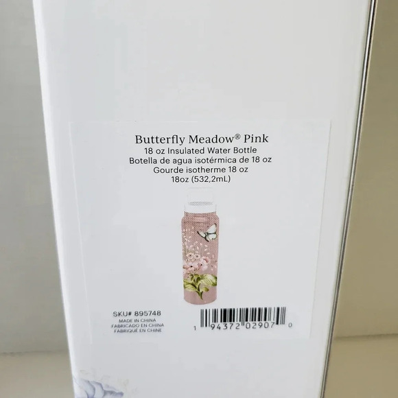 Lenox Butterfly Meadow Pink New in box 18oz Insulated Water Bottle. - Picture 5 of 10